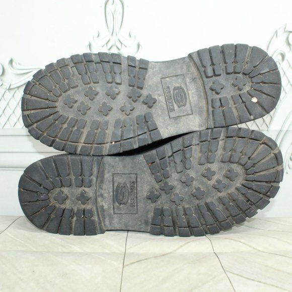 Skechers Black Leather Slip-on Round Toe Buckled Casual Shoes Size 7.5 - Picture 9 of 9